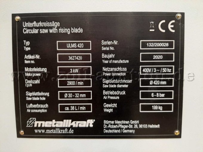 ULMS 420, Typenschild