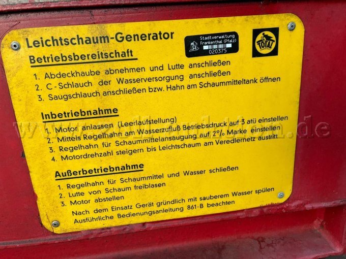 1 lichtschuimgenerator TOTAL LG 200/1B, bouwjaar 1968, op aanhanger – foto 10 – kavel bij Zoll-Auktion, Frankenthal (Pfalz)