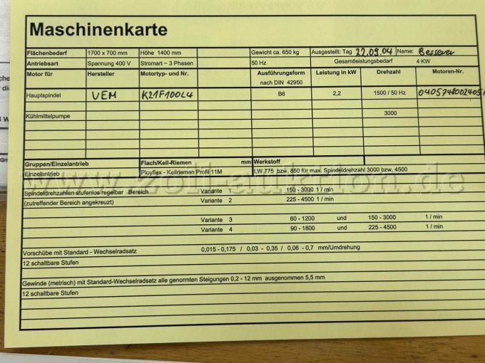 Maschinenkarte 2