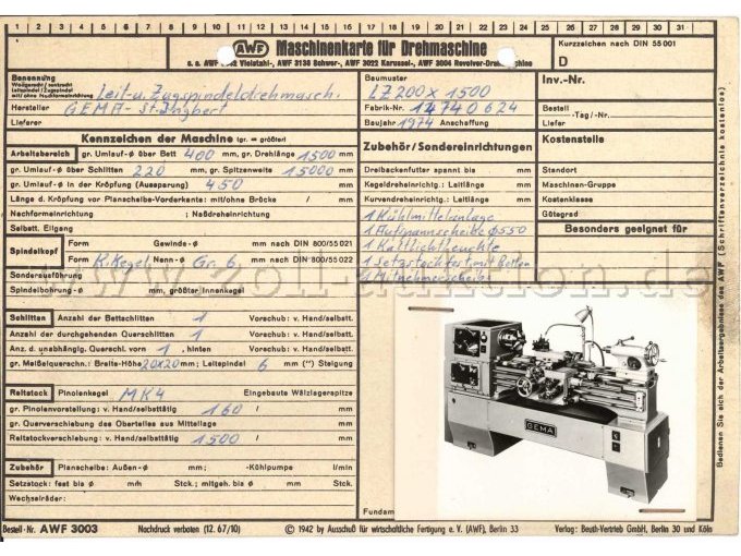 Maschinenkarte Teil 1