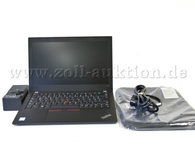 Notebook auf Dockingstation mit Tasche und Kabel (Gesamtkonvolut)