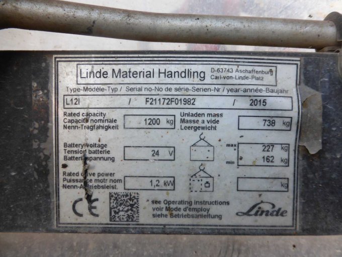 1 Linde elektrischer Hochhubwagen L12 I defekt – foto 8 – kavel bij Zoll-Auktion, Niederwerrn