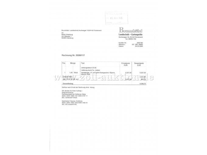 Rechnung Verteilergetriebe