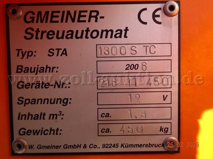 Typenschild Gmeiner Streuautomat