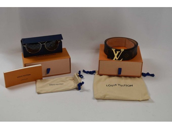 „Louis Vuitton“ Sonnenbrille & 1 „Louis Vuitton“ Gürtel mit Staubbeutel und Kartons