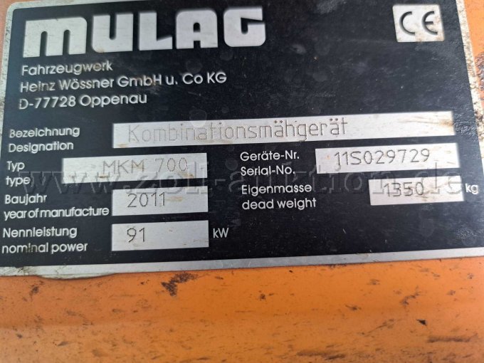 Typenschild Kombinationsmähgerät