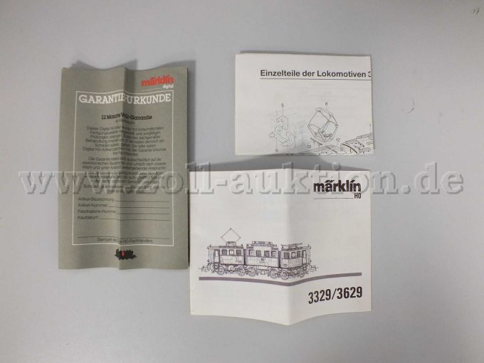 Datenblatt zur Lok und Garantie-Urkunde