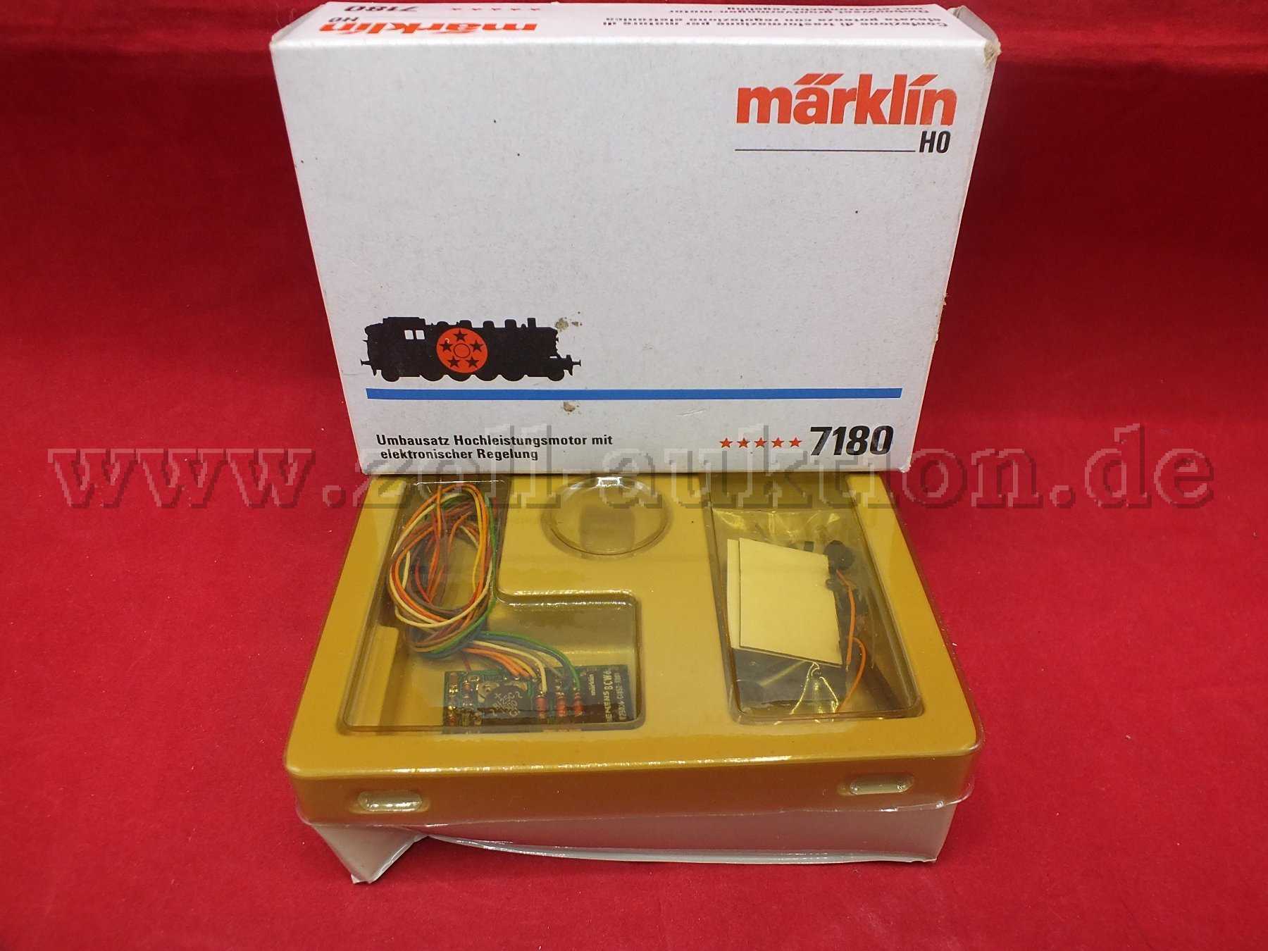 Gesamtansicht der Auktion Märklin 7180 Umbausatz Hochleistungsmotor mit elektronischer Regelung in geöffneter OVP mit Beschädigungen