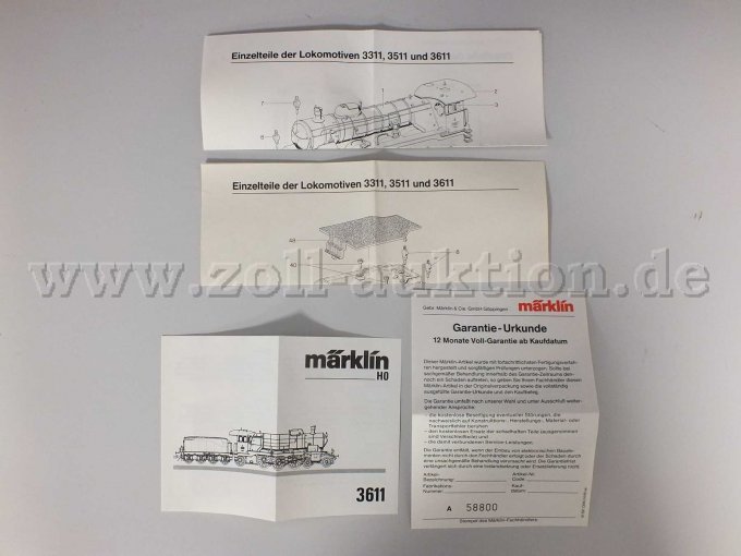 Garantie-Urkunde und Begleithefte zum Set