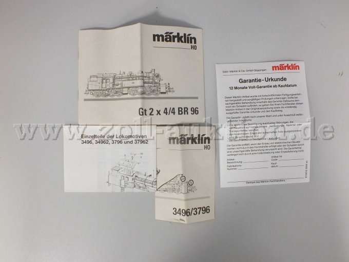 Garantie-Urkunde und Begleithefte zum Set