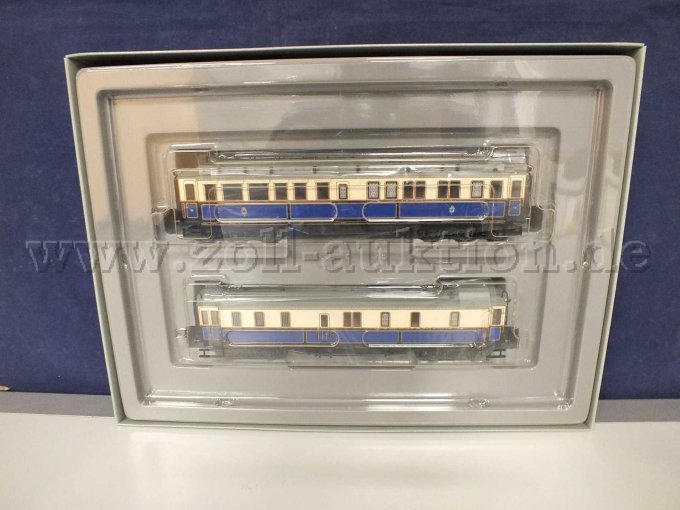 Ansicht Salonwagen des Kaisers mit Hofzug-Gepäckwagen im Blister