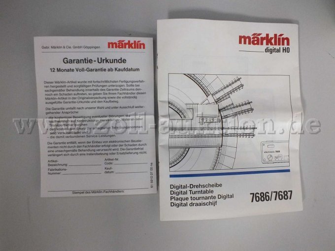 Begleitheft und Garantie- Urkunde von Märklin