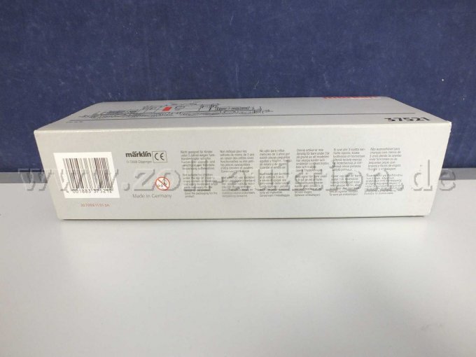 Seitenansicht der Umverpackung liegend von oben mit Beschädigung