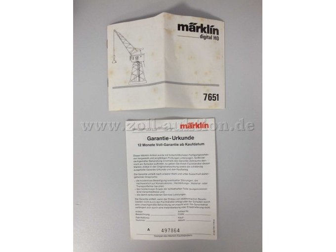Garantie-Urkunde und Märklin Beilageheft