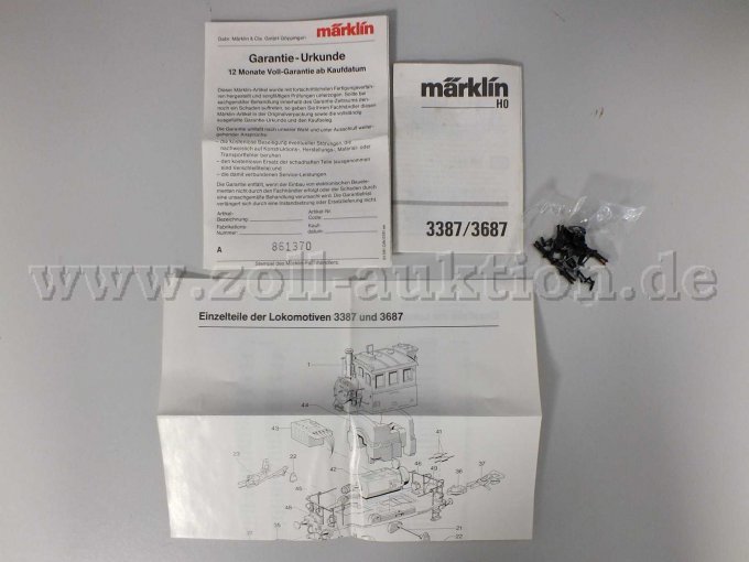 Datenblatt zur Lok und Garantie-Urkunde