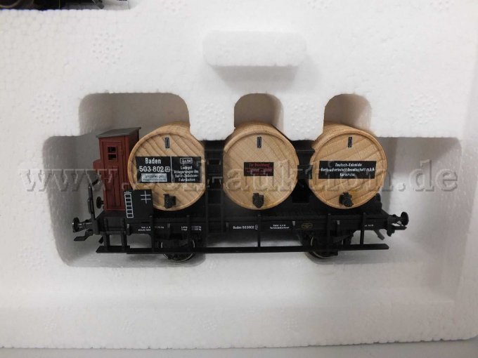 Detailaufnahme des Fasswagen der badischen Staatseisenbahnen mit der Betriebsnummer Aufschrift Nr. 503 802 und Aufschriften