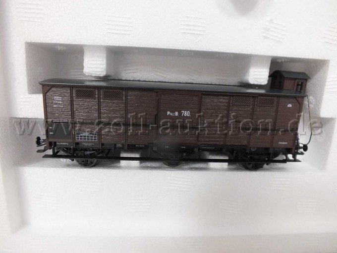 Detailaufnahme des Güterwagens mit Bremserhaus, 3 achsig