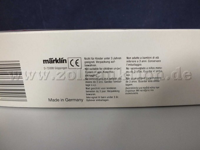 CE- Kennung mit Angaben von Märklin