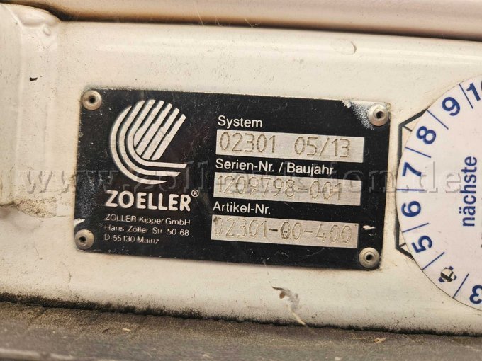 Typenschild Schüttung/Lifter