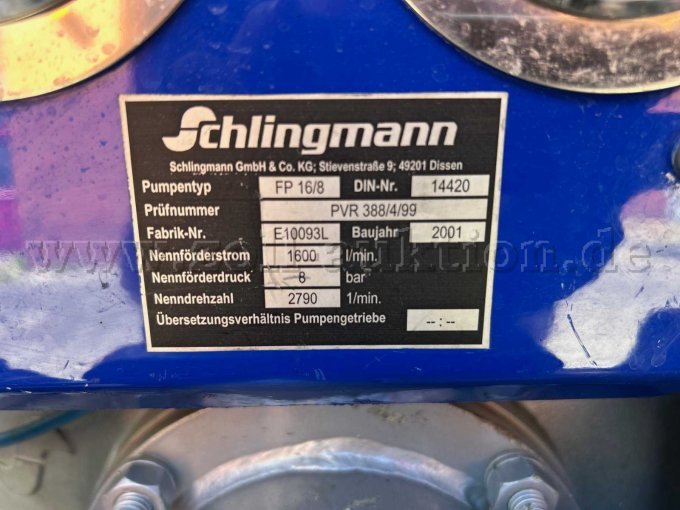 Typenschild der Pumpe