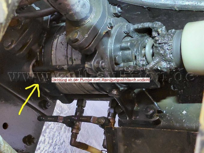 Dichtung am Pumpenausgang zum Reinigungsschlauch undicht
