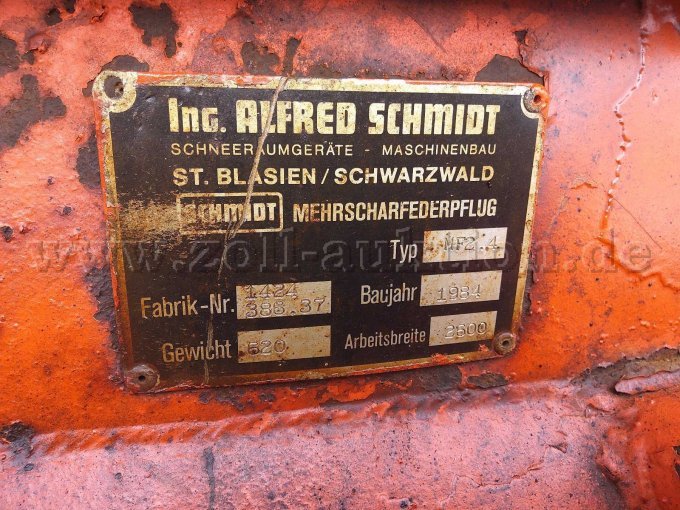 Typenschild Schneepflug