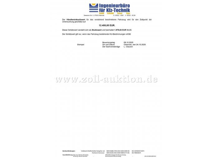 Schätzurkunde 2