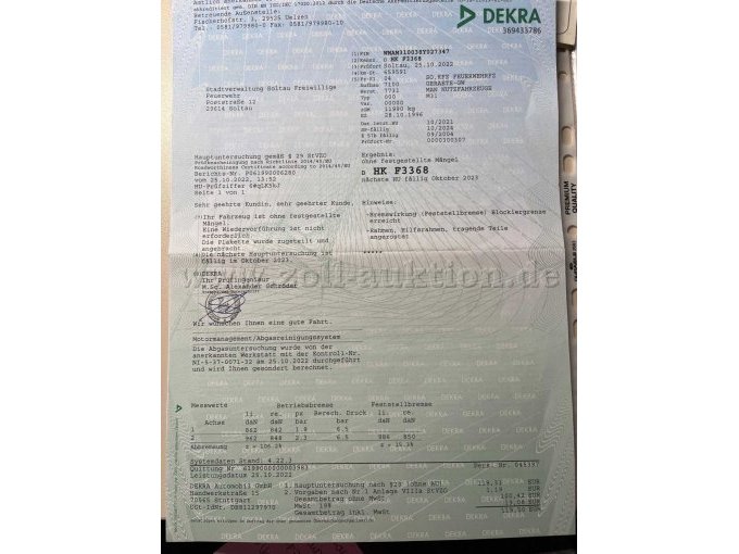 letzter TÜV Bericht Fahrzeug