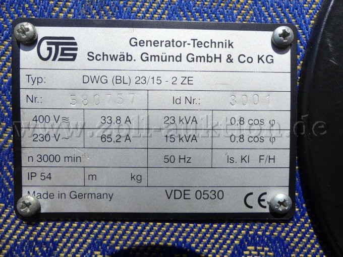 Typenschild 1 DWG (BL) 23/15 - 2 ZE