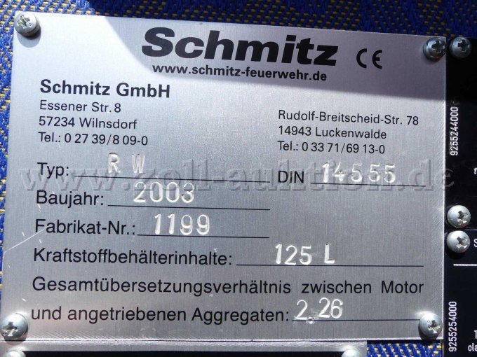 Typenschild Fahrzeug