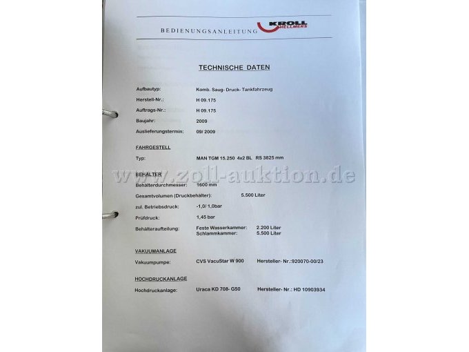 1 MAN TGM 15.250 4x2 BL RS 3825 Kombiniertes HD – Spül und Saug-Druck Tankfahrzeug – foto 16 – kavel bij Zoll-Auktion, Wittstock/Dosse