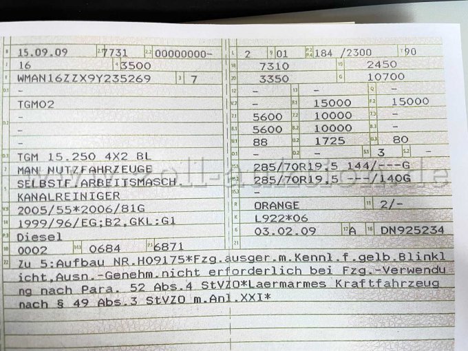 1 MAN TGM 15.250 4x2 BL RS 3825 Kombiniertes HD – Spül und Saug-Druck Tankfahrzeug – foto 15 – kavel bij Zoll-Auktion, Wittstock/Dosse