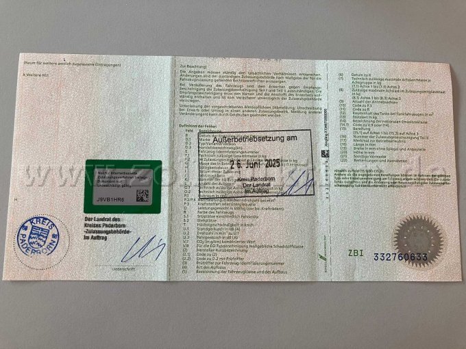 Fahrzeugschein Rückseite