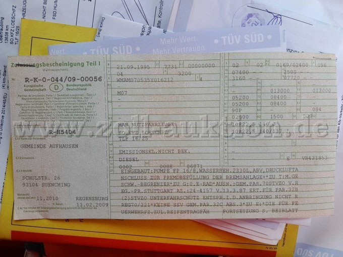 Das Bild zeit den Fahrzeugschein 1 Seite