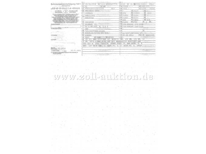 MB Sprinter, Zulassungsbescheinigung Teil 1