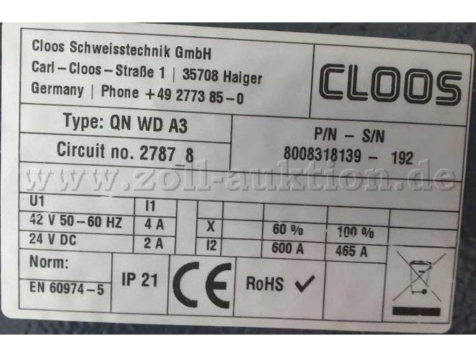 Drahtvorschub Typenschild