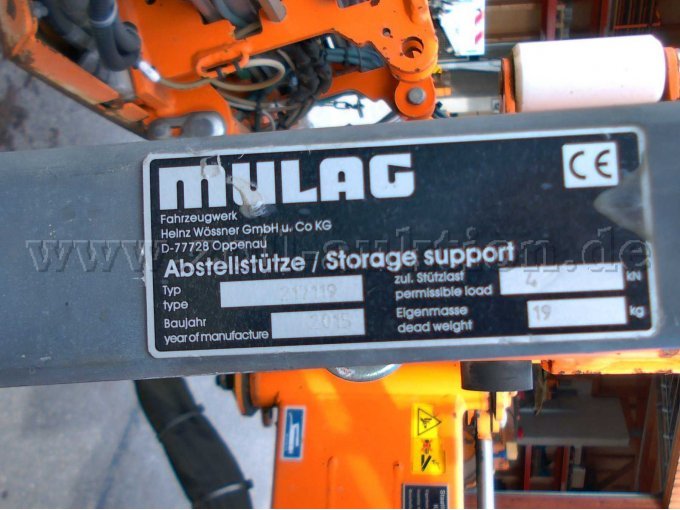 MULAG MRM300, MLM200 & RMK 1200 Typenschild Abstellstütze