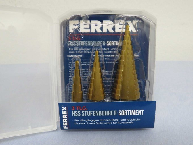 FERREX Stufenbohrer-Sortiment in Originalverpackung