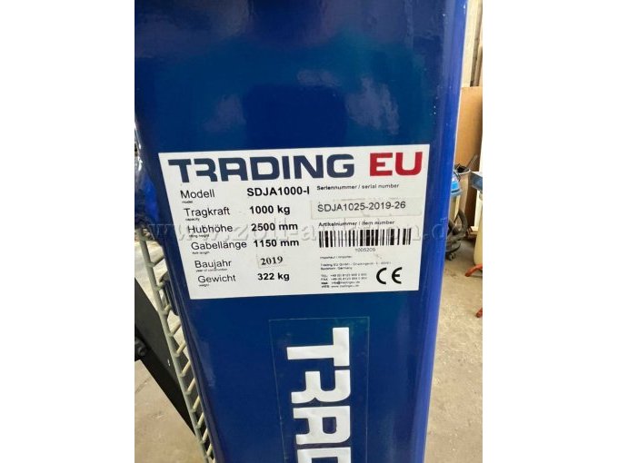 1 Manueller Hochhubwagen / Stapler TRADING EU SDJA1000-I – foto 3 – kavel bij Zoll-Auktion, Hünfeld