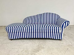 Recamiere Carolina(Chaiselongue) Flachgewebe in weiß-blau gestreift