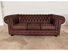 Chesterfield Sofa 3-Sitzer  Bristol Kunstleder Braun
