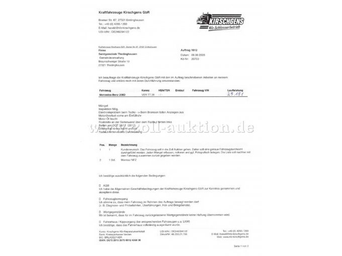 1 Mercedes-Benz 208D-KA Kastenwagen Umbau zum Gerätewagen BJ 1992 – foto 12 – kavel bij Zoll-Auktion, Thedinghausen