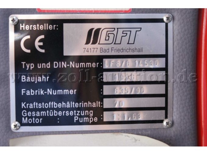 1 Mercedes-Benz, Sonderfahrzeug – Löschfahrzeug LF8/6, Typ 814 F – foto 6 – kavel bij Zoll-Auktion, Tiefenbach