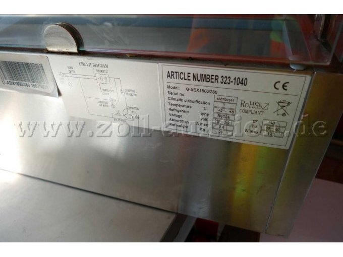 Elektrogerät Kühlaufsatz RoHS Compliant G-ABX1800/380 mit CE-Zeichen (Rückseite)