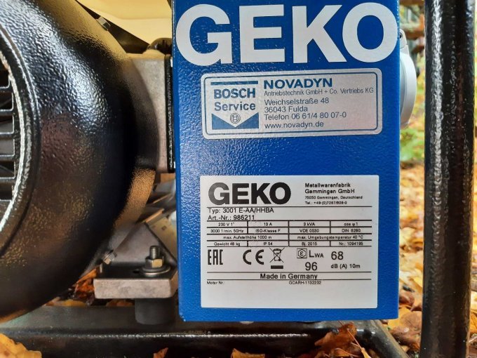 Typenschild GKO Stromerzeuger