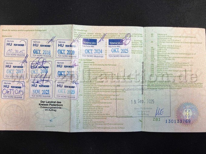 Fahrzeugschein Rückseite
