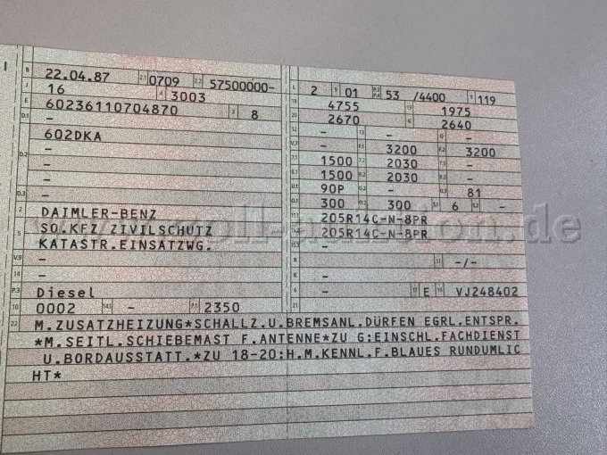 1, Mercedes Benz/ Daimler-Benz 602 DKA, FüKW Zivil-und Katastrophenschutz – foto 8 – kavel bij Zoll-Auktion, Bad Salzdetfurth