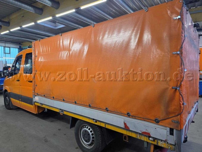 Mercedes Benz Sprinter Pritsche Plane, hintere linke Seitenansicht