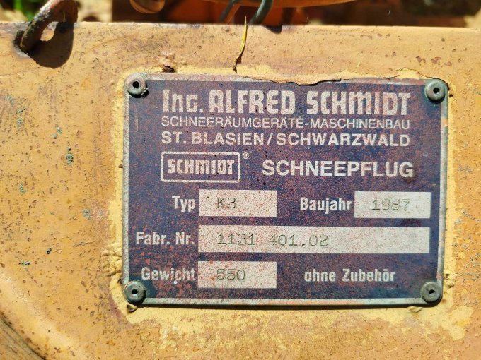 Typenschild Schneepflug