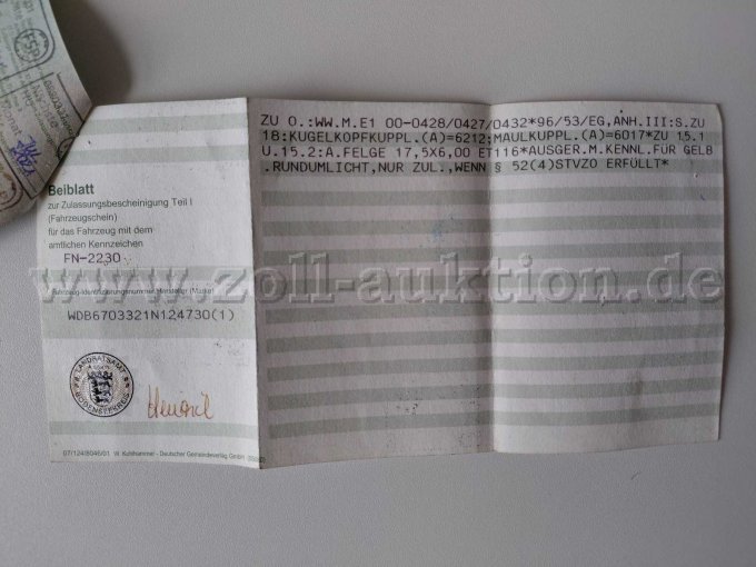 Fahrzeugschein Anlge